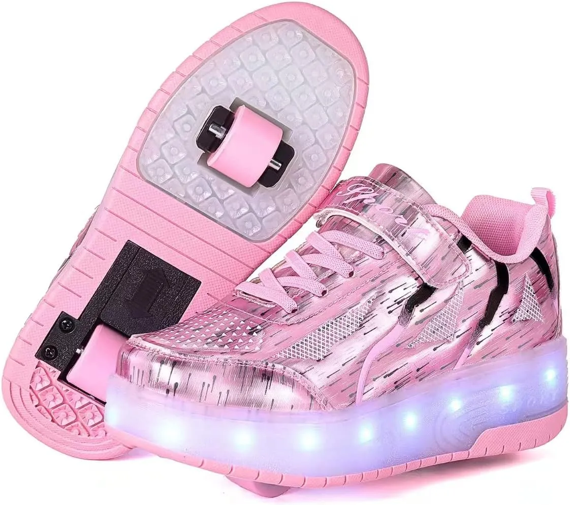 BFOEL Kids Roller Skates Light up Shoes with Double Wheel Shoes LED USB Charging Roller Sneakers for Girls Boys Birthday Christmas Day Best Gift