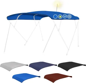 Bimini Top Replacement Canvas 900D Waterproof Bimini Top Cover Replace Canvas for Bimini Top Heavy Duty Replacement for Pontoon with Storage Bag,8'L 85"-90" W,Blue,Canvas Only