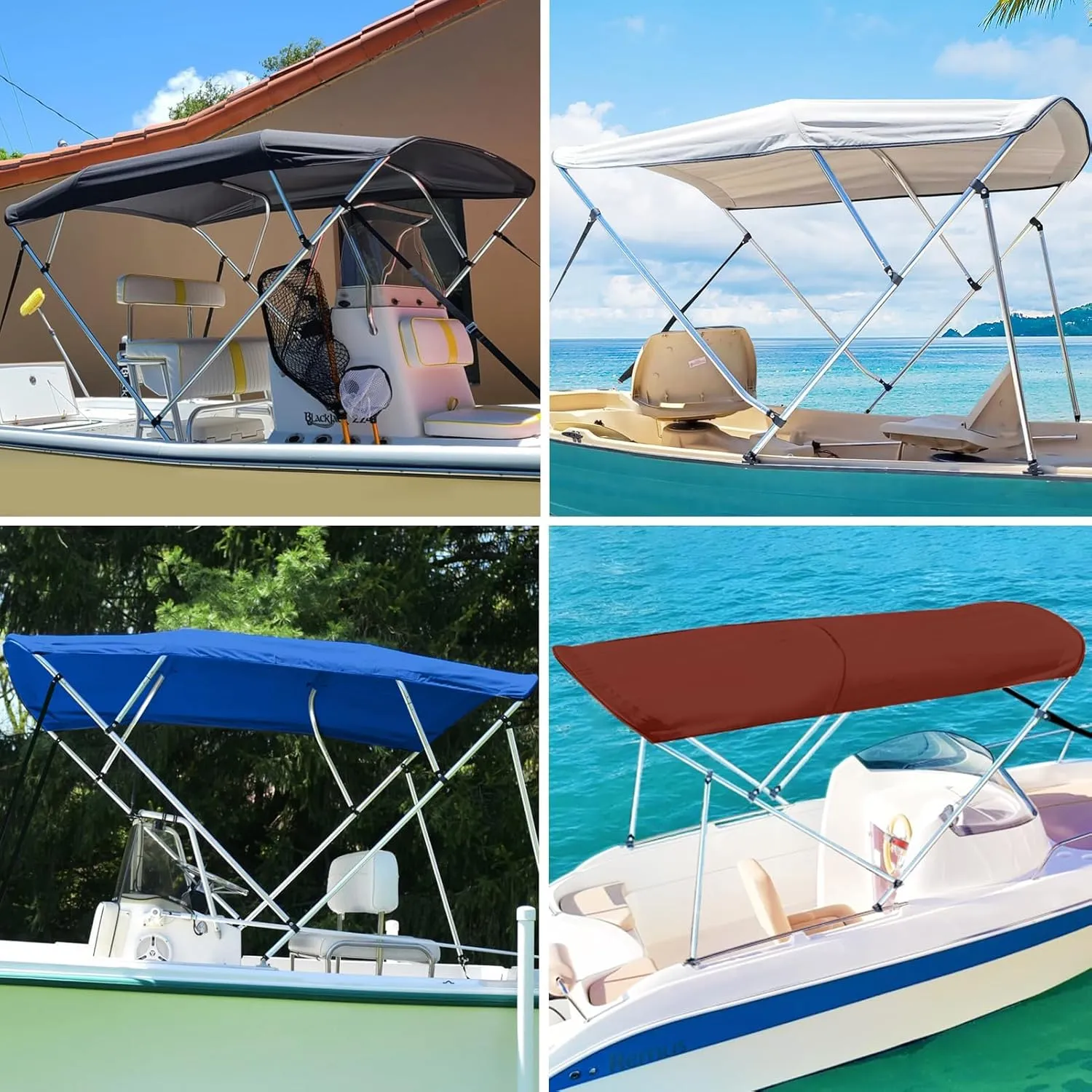 Bimini Top Replacement Canvas 900D Waterproof Bimini Top Cover Replace Canvas for Bimini Top Heavy Duty Replacement for Pontoon with Storage Bag,8'L 85"-90" W,Blue,Canvas Only