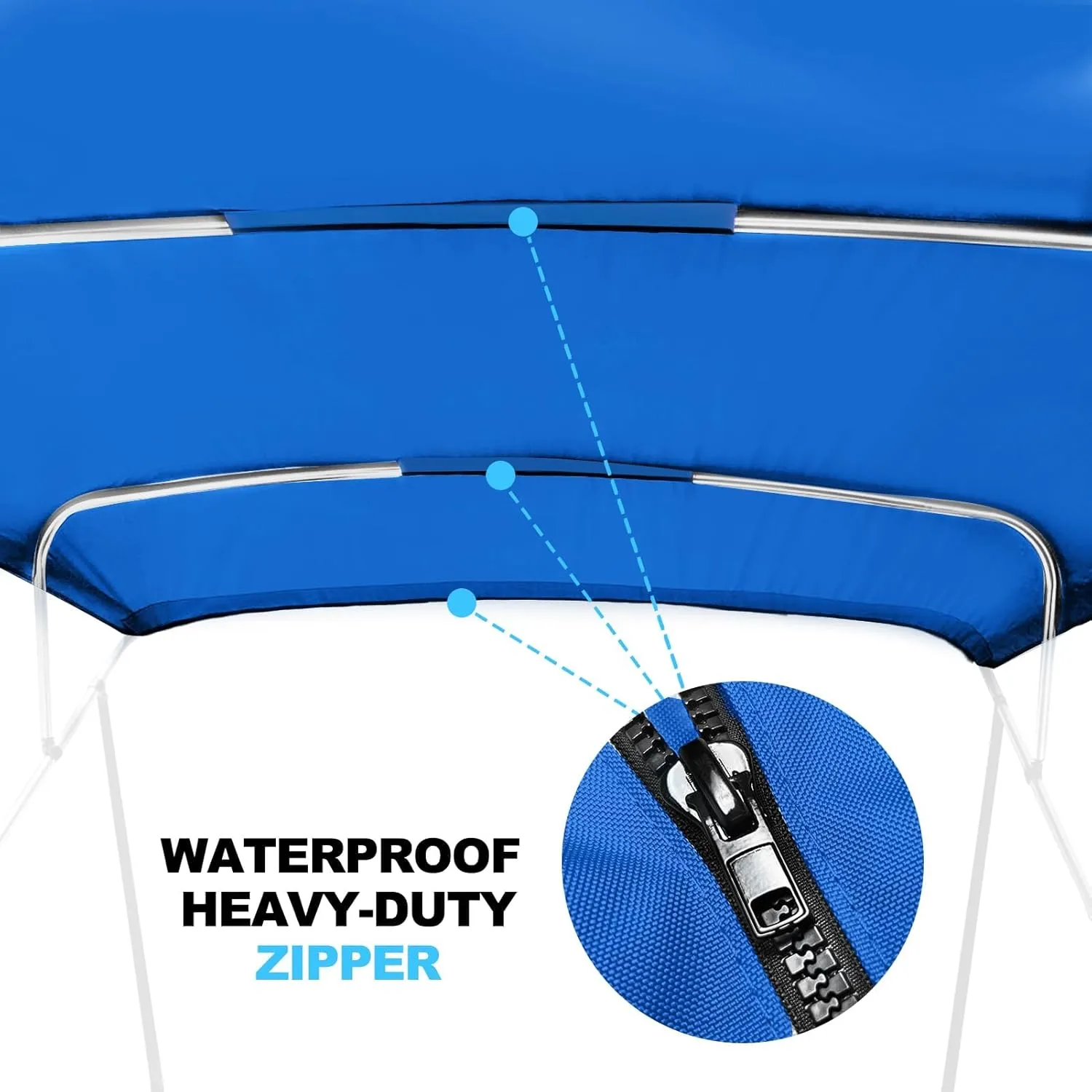 Bimini Top Replacement Canvas 900D Waterproof Bimini Top Cover Replace Canvas for Bimini Top Heavy Duty Replacement for Pontoon with Storage Bag,8'L 85"-90" W,Blue,Canvas Only