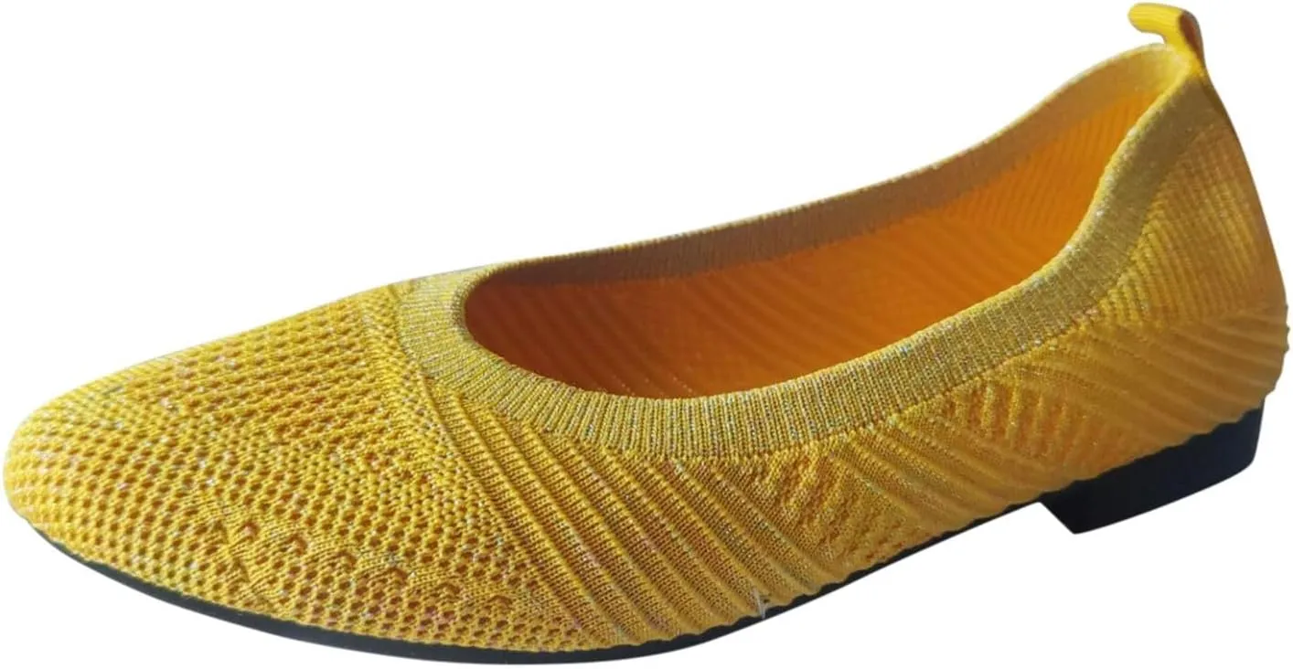 Black Flats for Women Women's Flats Flying Knitting Shoes New Shallow Flat Shoes Small Square Head Knitting Shoes Soft Sole