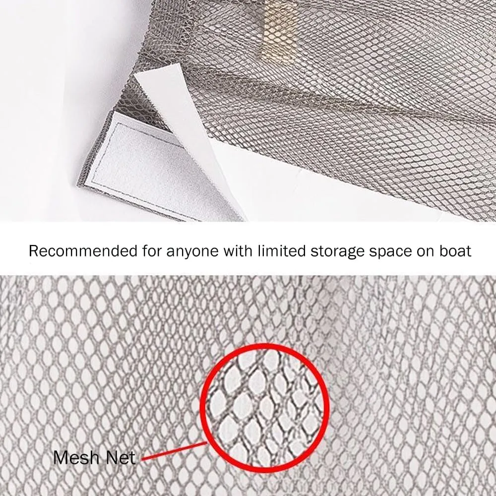 Boat Adhesive Backed Storage Bag - Marine Mesh Organizer Pouch to Keep Things Secure for Hatches, Console Doors, Gunwales