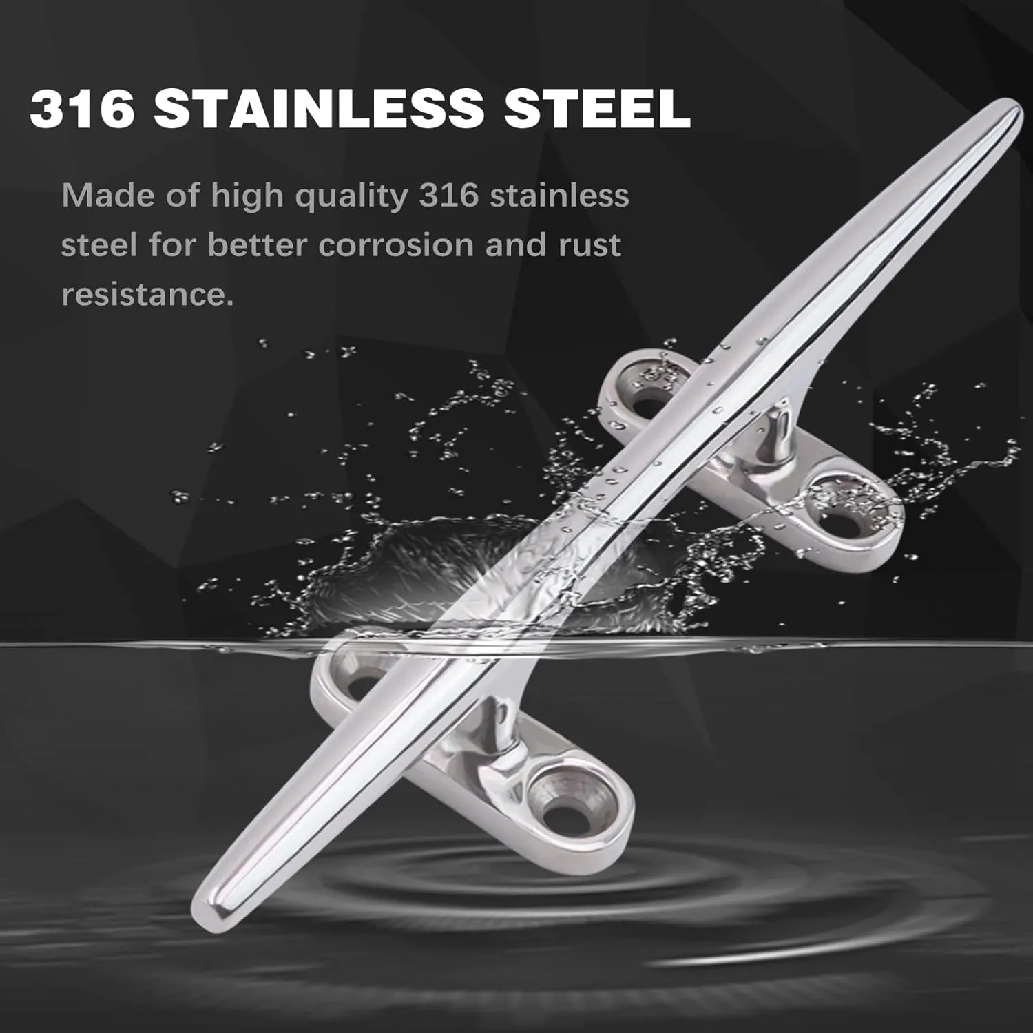 Boat Cleat 4 inch 5 inch 6 inch 8 inch 10 inch Open Base 316 Stainless Steel Dock Cleat Marine Grade Rope Cleat with Fasteners for Kayaks, Nautical Decor