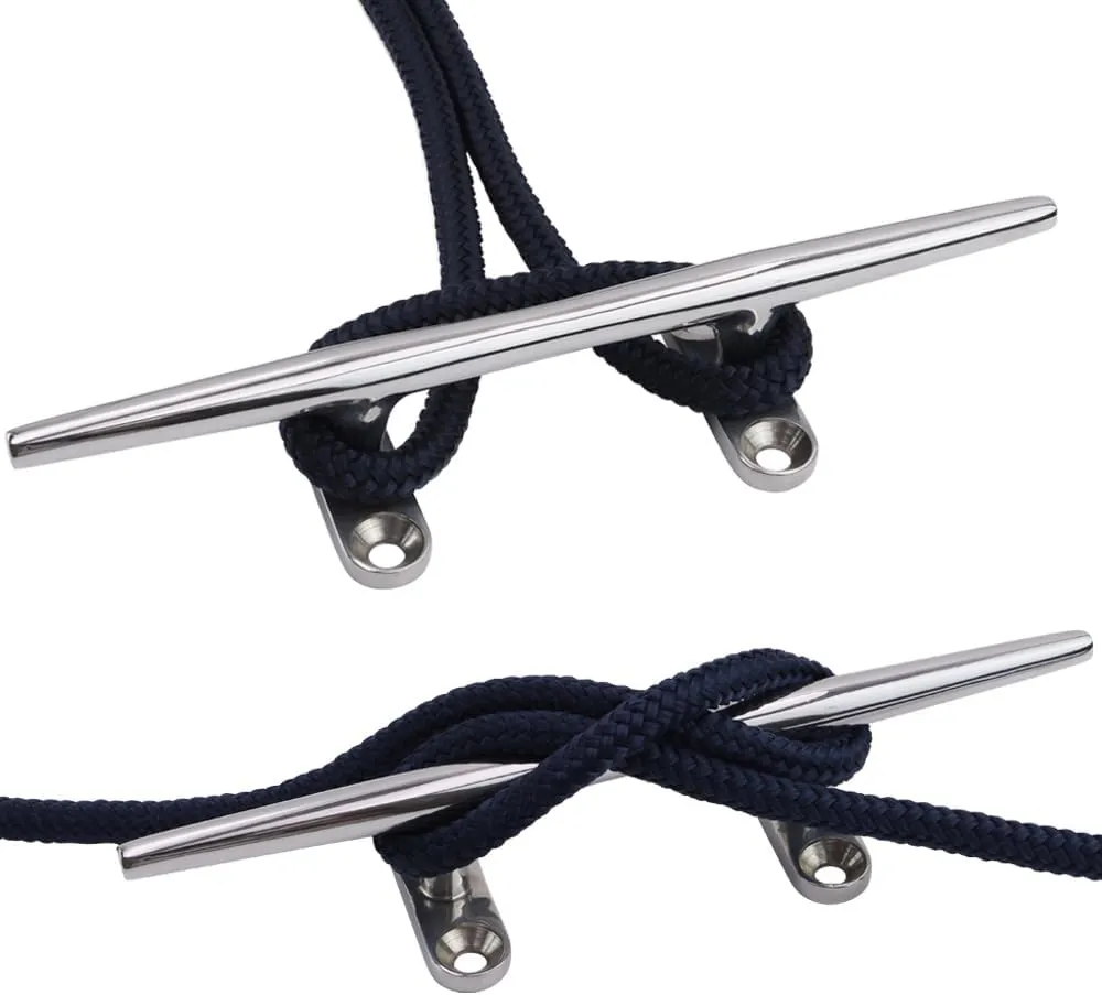 Boat Cleat 4 inch 5 inch 6 inch 8 inch 10 inch Open Base 316 Stainless Steel Dock Cleat Marine Grade Rope Cleat with Fasteners for Kayaks, Nautical Decor