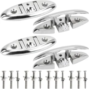 Boat Cleat 5" 6" 8 inch 316 Stainless Steel Folding Cleats Marine Grade Rope Cleat Flip Up Dock Cleat for Boat Kayak and Decoration with Fastener