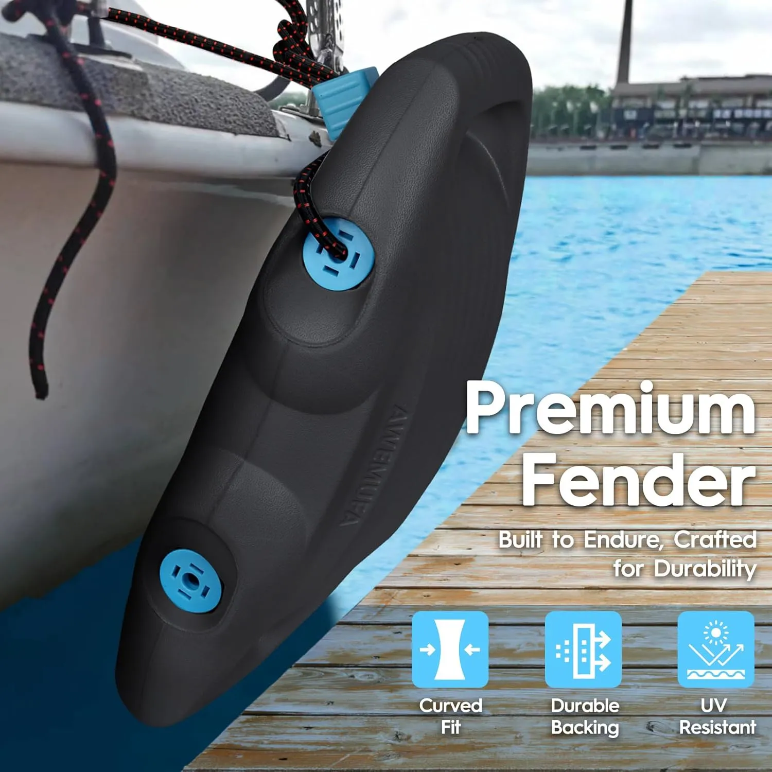 Boat Fenders Easy to Install Bumper for Docking Ideal Fender for Pontoon, Bass, Jet Ski and Fishing Boats