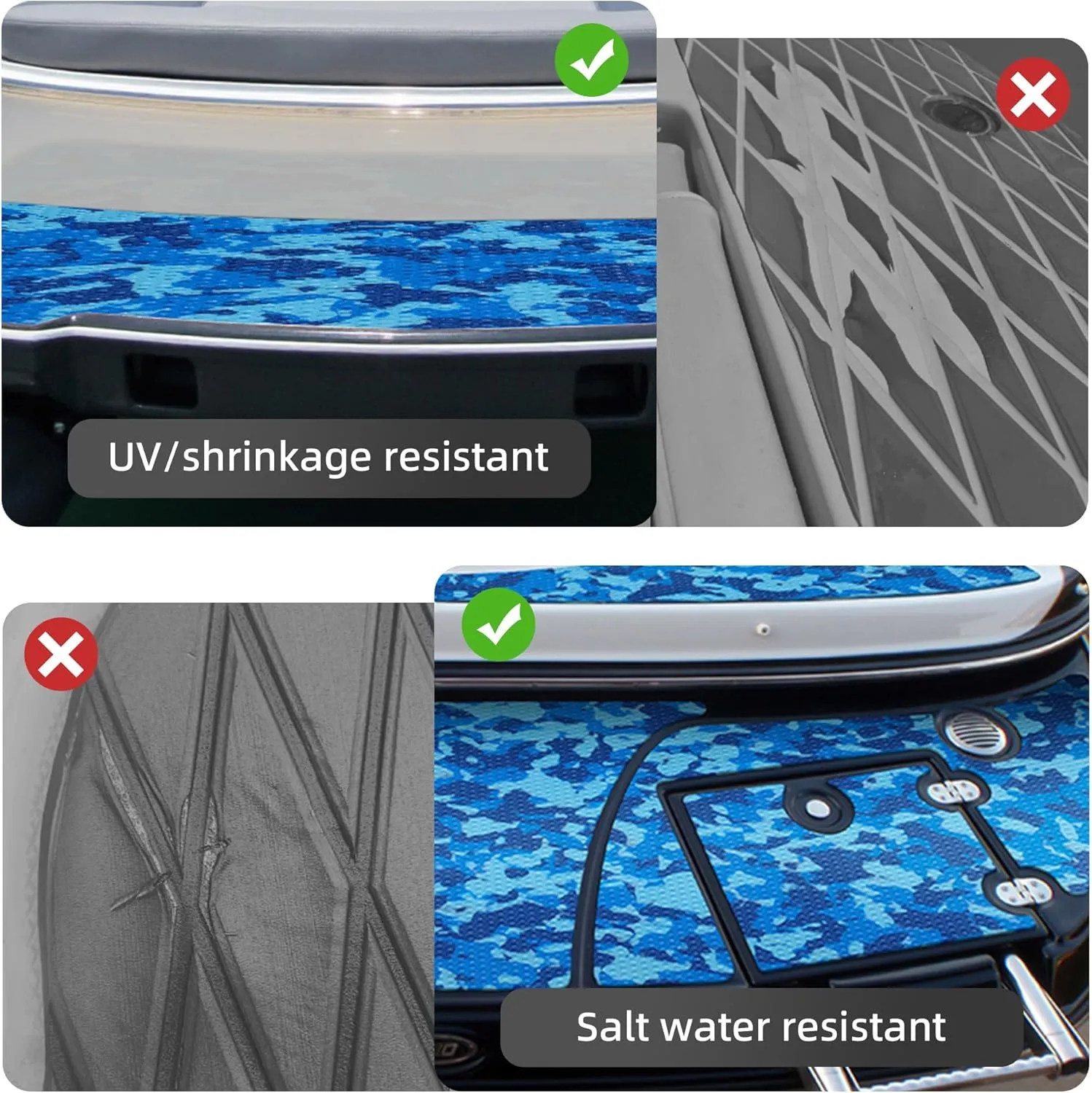 Boat Flooring 102"X 45/35/12" EVA Foam Boat Decking Flooring Non-Slip Camouflage Marine Flooring Mat With 3M Backing Adhesive Deck Boat Floor Suitable For Yacht Fish Boat Jetski Kayak Surfboard
