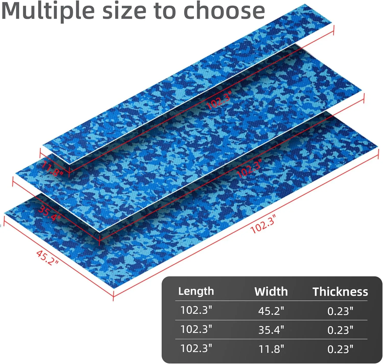 Boat Flooring 102"X 45/35/12" EVA Foam Boat Decking Flooring Non-Slip Camouflage Marine Flooring Mat With 3M Backing Adhesive Deck Boat Floor Suitable For Yacht Fish Boat Jetski Kayak Surfboard