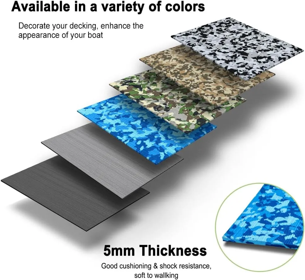 Boat Flooring EVA Foam Boat Decking Sheet Self Adhesive Marine Flooring Brushed Camo Marine Carpet for Boats Yacht Kayak Decking Cushioning Cooler Seating Helm Pad Swimming RV Golf Cart Non Slip Pad