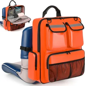 Boat Seat Organizer Bag Waterproof Boat Back Seat Carrying Bag Storage Backpack for Life Jacket, Swimsuit, Boating Accessories (Orange)