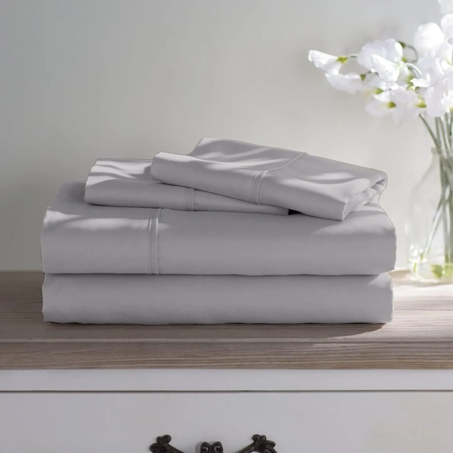 Boating Sheet Set - 100% Egyptian Cotton Bedding Set - 600 Thread Count - Best V Berth Boat Sheets - 8 inch Deep Pockets - Great Gift for Boaters |Universal V Berth, Light Grey Solid|