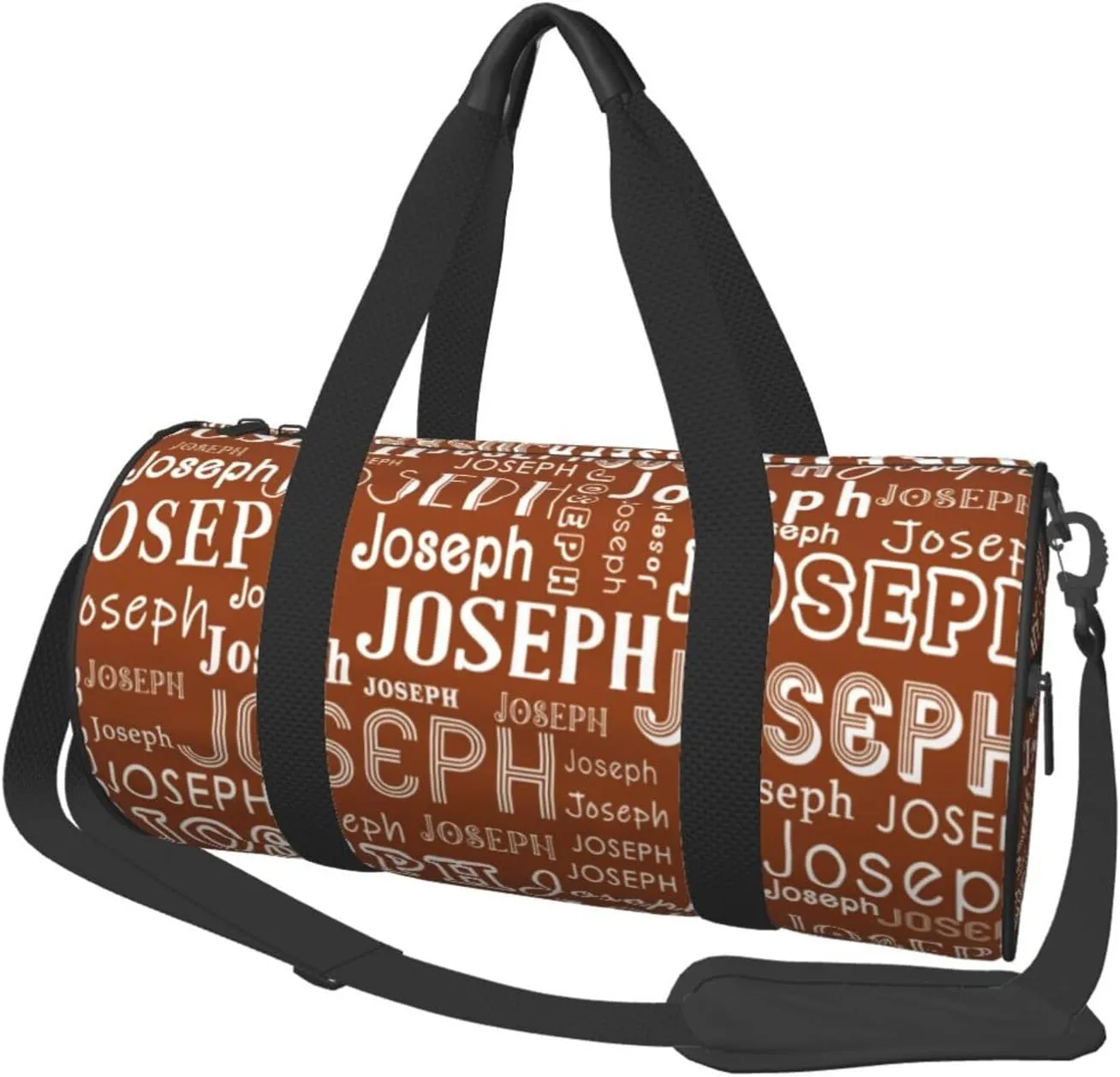 Brown Pattern Personalized Duffle Bag for Women Men Custom Sports Gym Dance Bag with Name Customize Cheer Bags for Travel Yoga Ballet Cheerleader Overnight Weekender Handbag