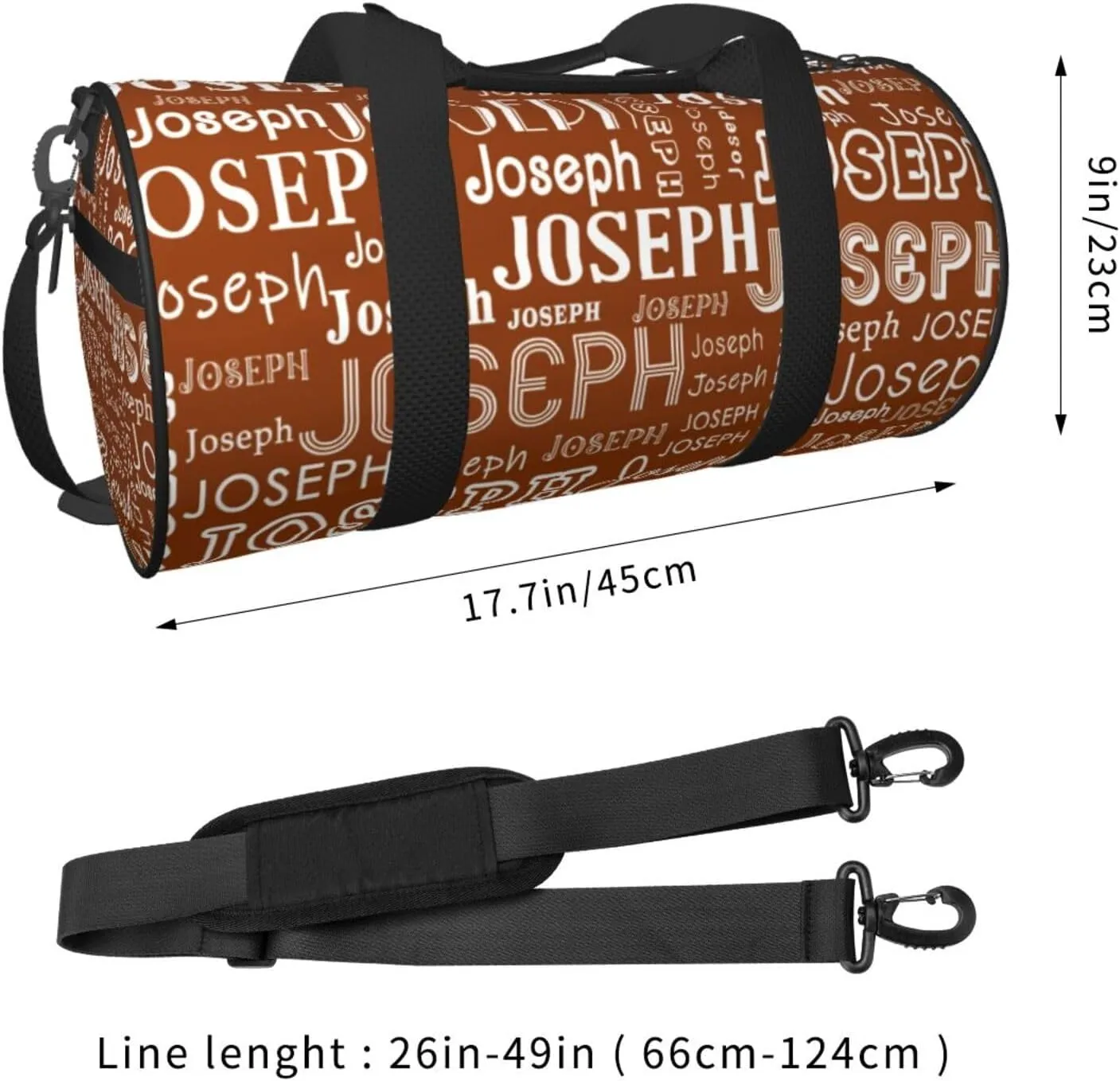 Brown Pattern Personalized Duffle Bag for Women Men Custom Sports Gym Dance Bag with Name Customize Cheer Bags for Travel Yoga Ballet Cheerleader Overnight Weekender Handbag