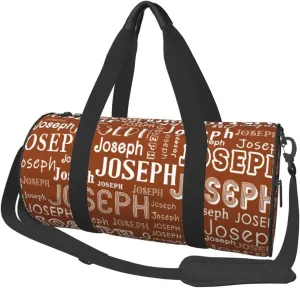 Brown Pattern Personalized Duffle Bag for Women Men Custom Sports Gym Dance Bag with Name Customize Cheer Bags for Travel Yoga Ballet Cheerleader Overnight Weekender Handbag
