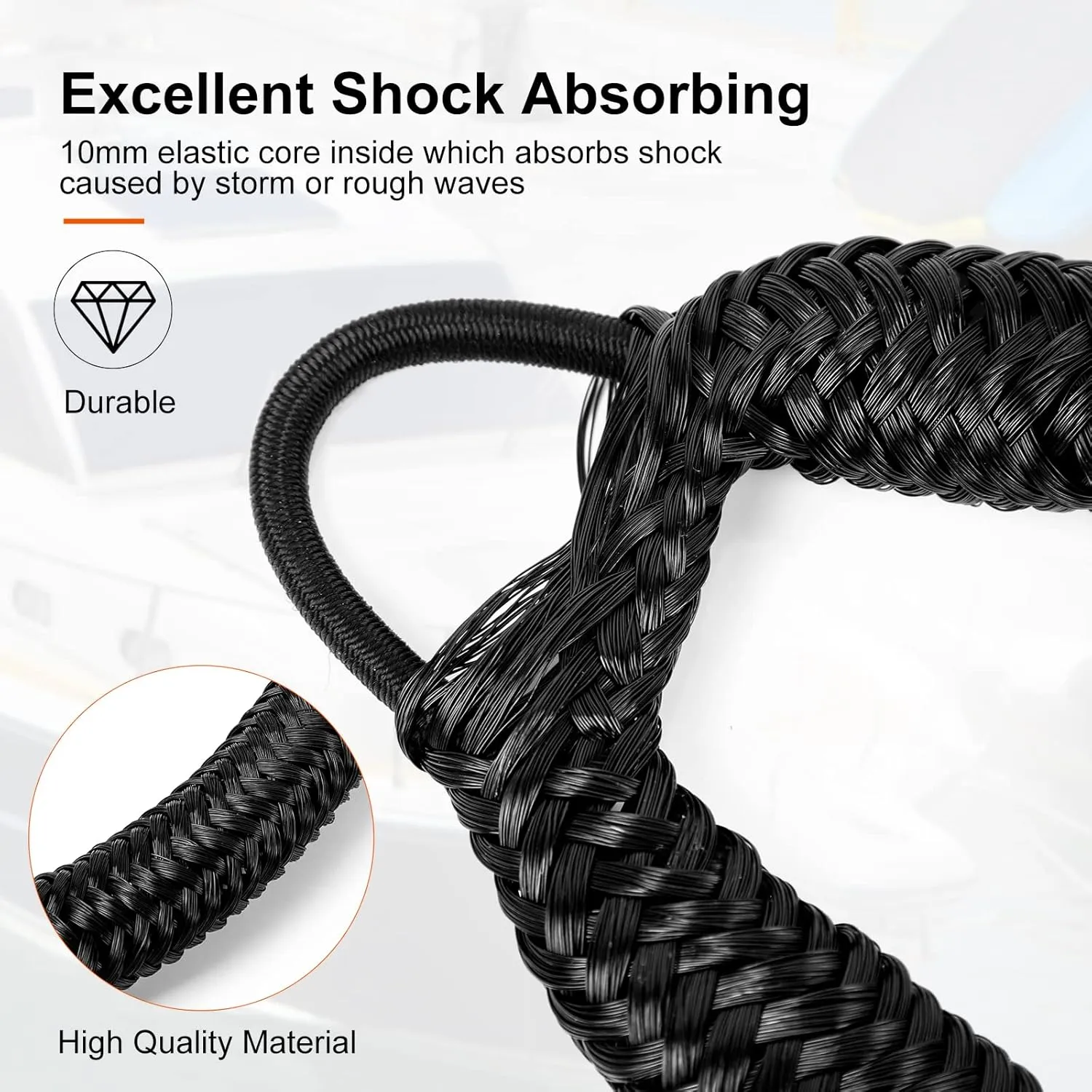Bungee Dock Lines, 4 Feet Bungee Shock Cords Bungee Docking Rope Mooring Rope for Boat,PWC,Jet ski,Pontoon,Kayak,Canoe,Power Boat,Watercraft