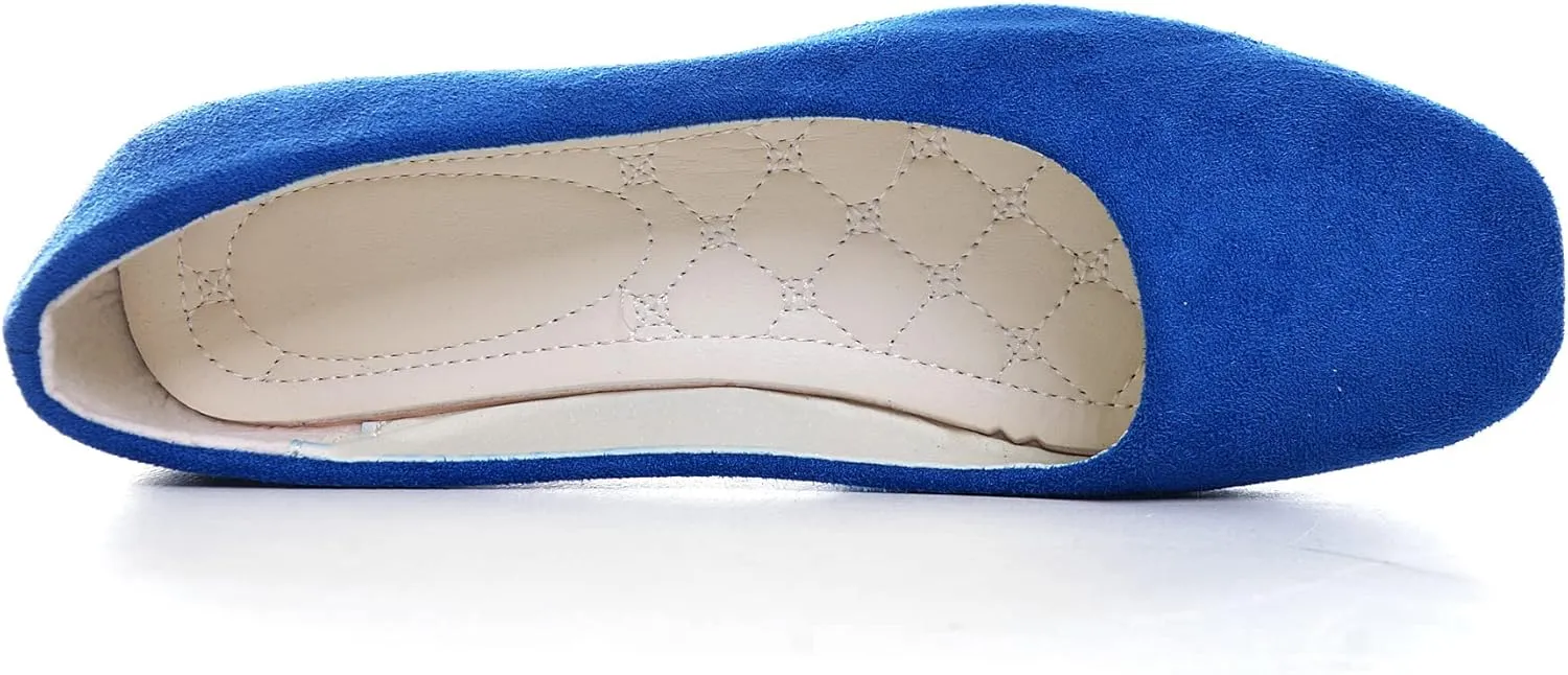 ChaiRong Zhou Women Square Toe Ballets Flats Comfort Slip On Walking Shoes for Driving