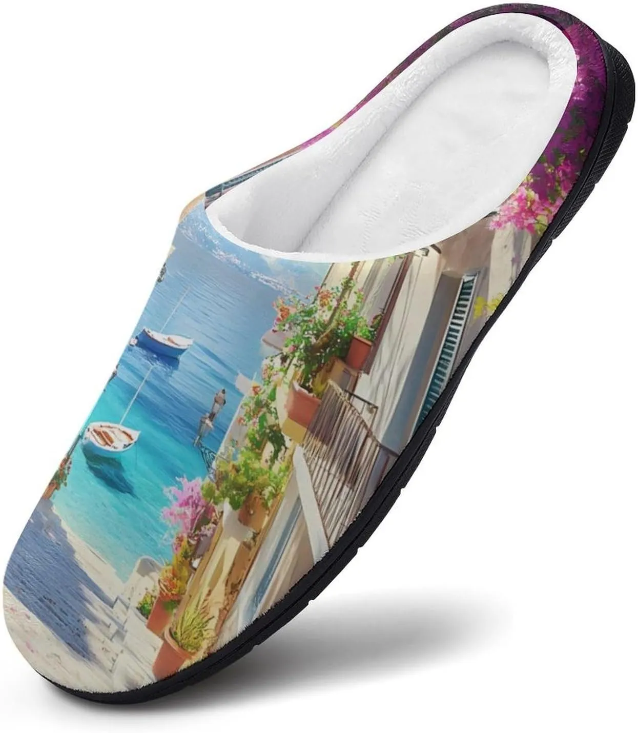 Cherry Blossoms Town Men's Slippers Winter House Shoes Bedroom Slipper Travel Hotel Slippers