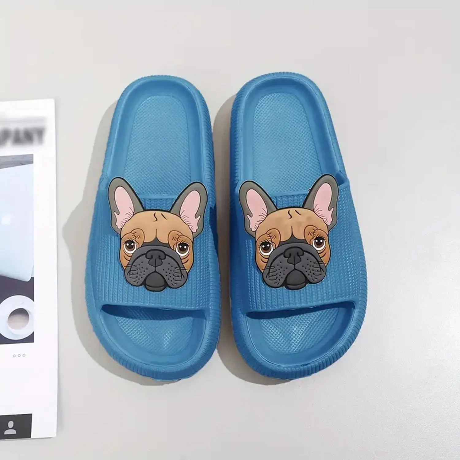 Cloud Slides for Women Men Cute French Bulldog Slippers Pillow Dog Animal Cloud Slide Sandals Non-Slip Shower Couple Shoes