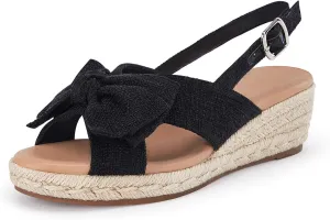 Coutgo Women's Platform Espadrille Wedge Sandals Slingback Bowknot Open Toe Casual Summer Dress Shoes