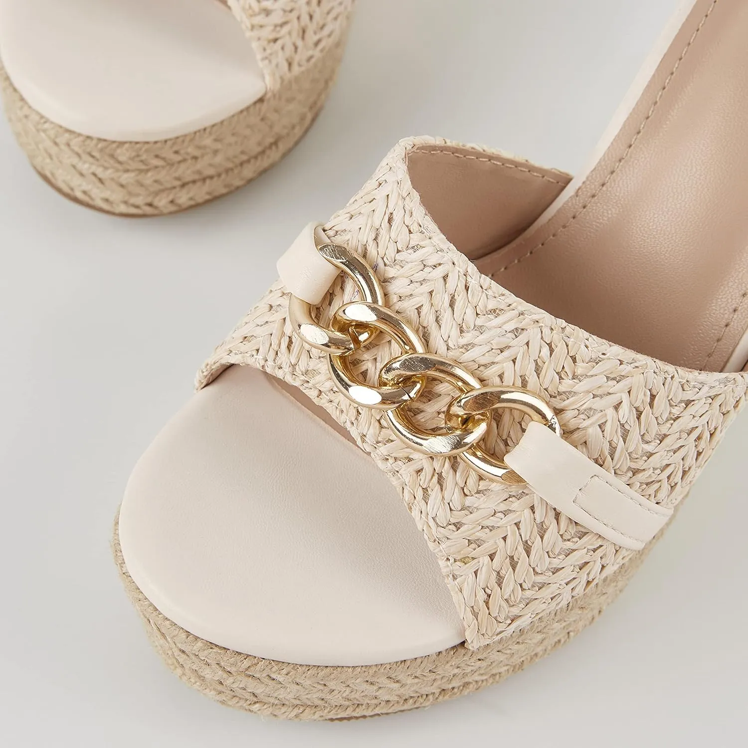 Coutgo Women's Wedge Sandals Platform Espadrille Heel Chain Slip On Casual Summer Slides