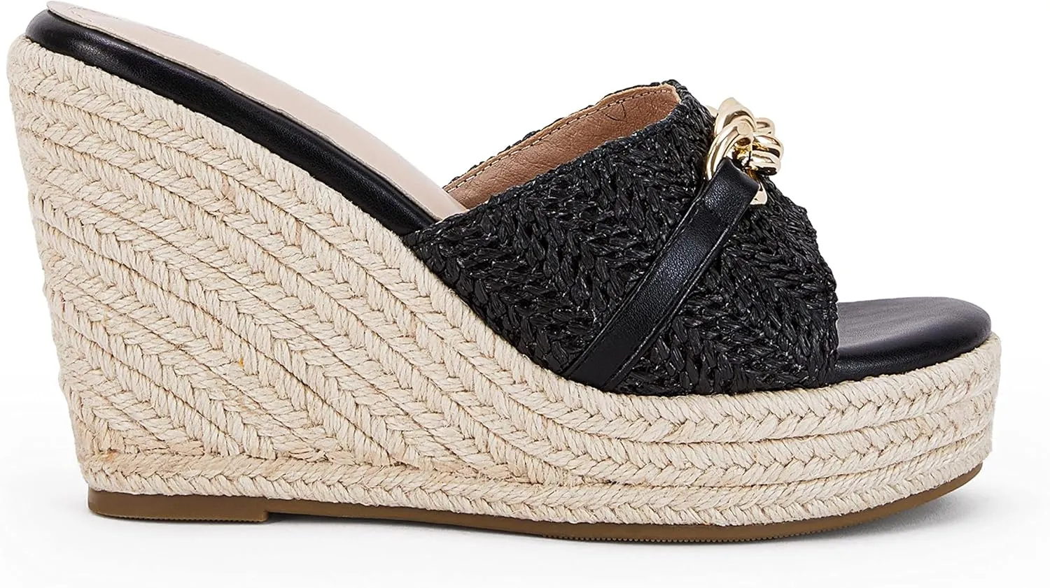 Coutgo Women's Wedge Sandals Platform Espadrille Heel Chain Slip On Casual Summer Slides