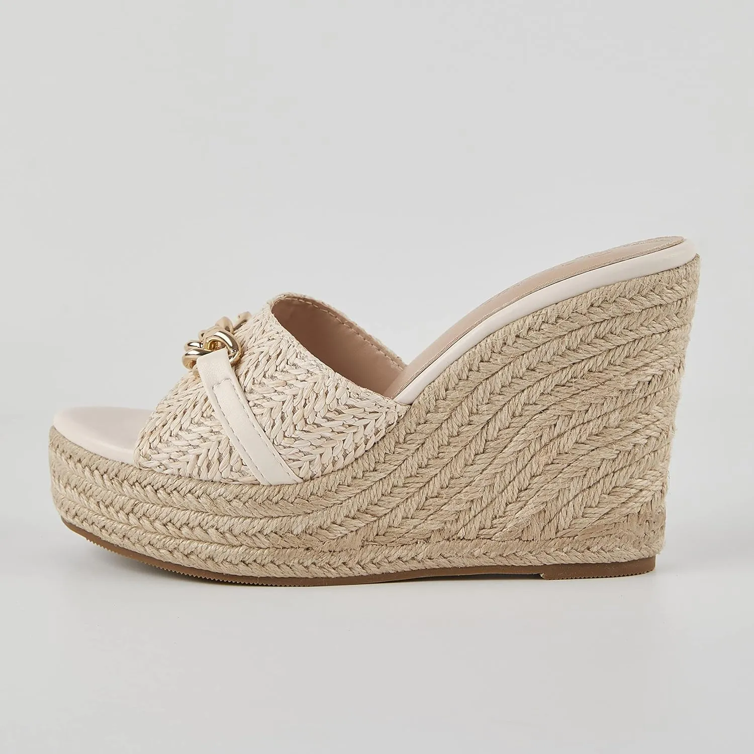 Coutgo Women's Wedge Sandals Platform Espadrille Heel Chain Slip On Casual Summer Slides