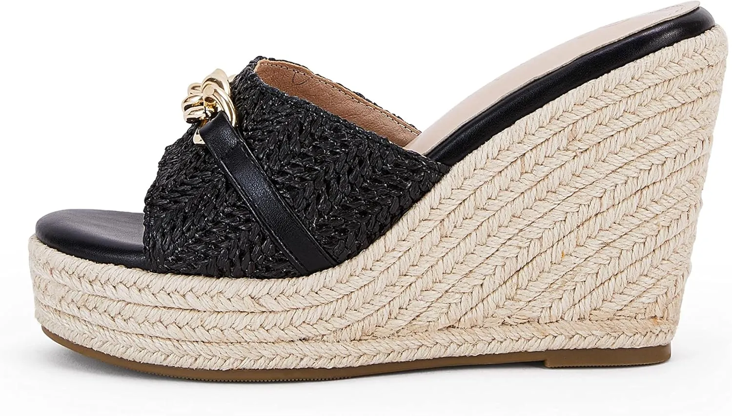 Coutgo Women's Wedge Sandals Platform Espadrille Heel Chain Slip On Casual Summer Slides
