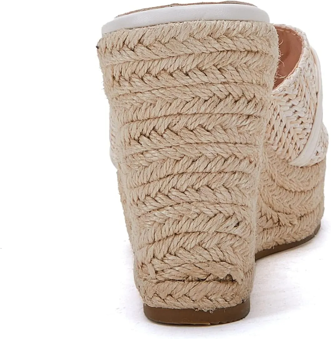 Coutgo Women's Wedge Sandals Platform Espadrille Heel Chain Slip On Casual Summer Slides