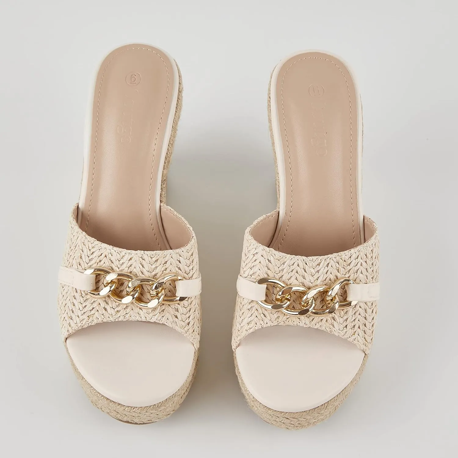 Coutgo Women's Wedge Sandals Platform Espadrille Heel Chain Slip On Casual Summer Slides
