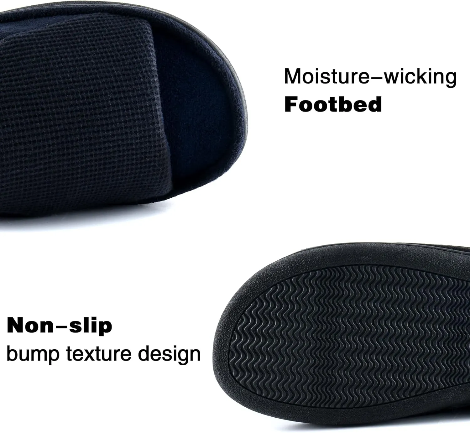Cozy Men's Open Toe House Slippers Memory Foam,Comfy Slip On Indoor Slippers for Men Breathable, Non-Slip Soft Bedroom Home Slippers Lightweight