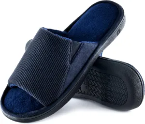 Cozy Men's Open Toe House Slippers Memory Foam,Comfy Slip On Indoor Slippers for Men Breathable, Non-Slip Soft Bedroom Home Slippers Lightweight