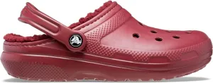 Crocs Unisex Classic Lined Clog | Fuzzy Slippers, Garnet, 12 Men/14 Women
