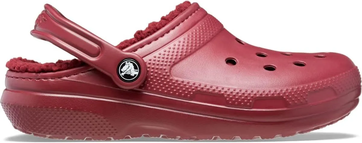 Crocs Unisex Classic Lined Clog | Fuzzy Slippers, Garnet, 12 Men/14 Women