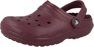Crocs Unisex Men's and Women's Classic Lined Clog | Fuzzy Slippers, Garnet, 10 Women/8 Men
