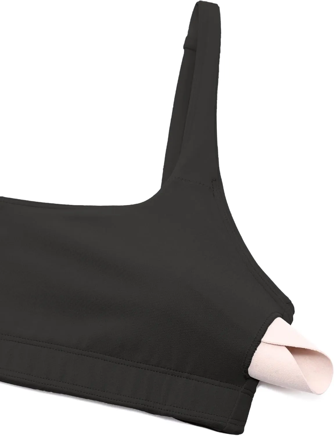 CRZ YOGA Butterluxe Spaghetti Strap Sports Bras for Women - Square Neck Yoga Wireless Low Coverage Padded Cami Crop Top