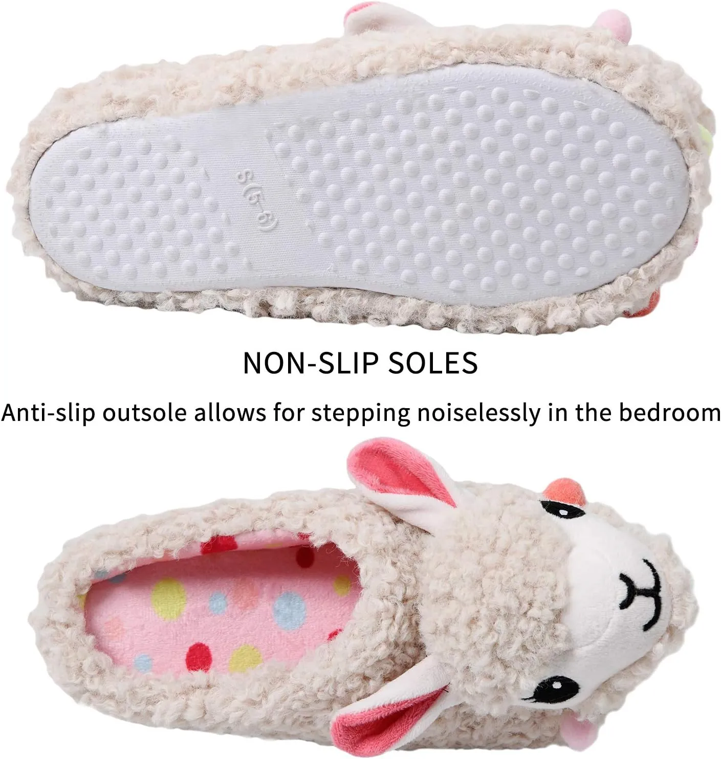 Cute Animal Slippers - Soft Fuzzy Alpaca & Llama Memory Foam for Women - Indoor Warm Non-Slip Bedroom Slippers