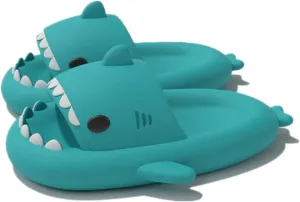 Cute Gradation Shark Slippers Beach Shoes 4CM Thick Soft Sole Summer Shark Slides for Women and Men EVA Non-Slip Bathroom Slippers Sandals indoor and Outdoor