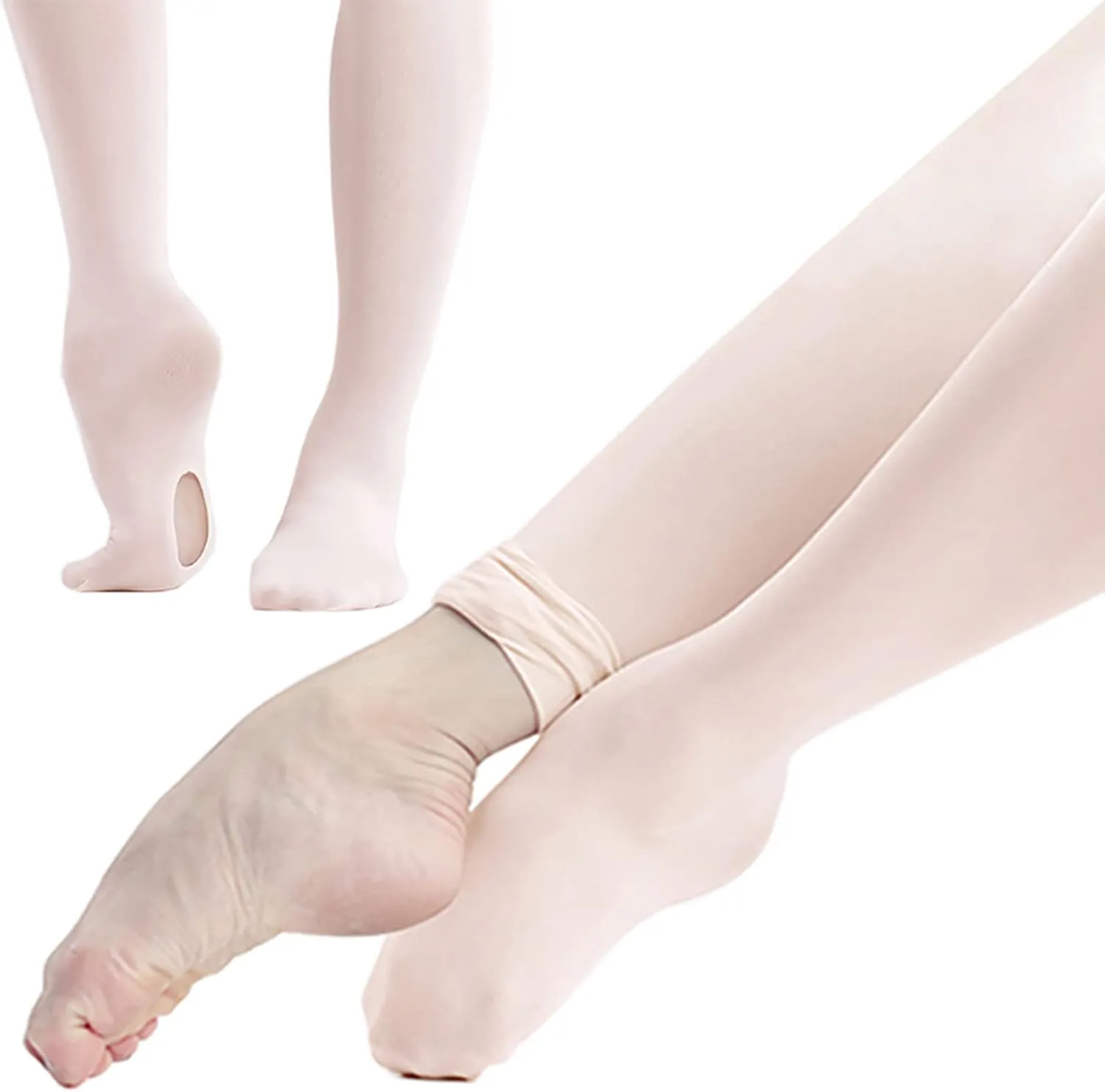 DANCEYOU Dance Tights for Women 2 Pairs Convertible Girls' Ballet Tights Opaque Leggings for Toddler, Kids and Adults