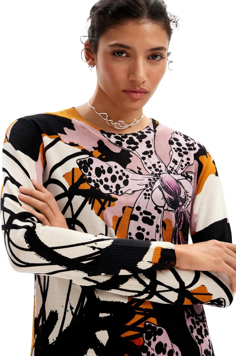 Desigual Women's Woman Flat Knit Thin Gauge Pullover