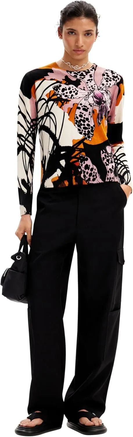 Desigual Women's Woman Flat Knit Thin Gauge Pullover