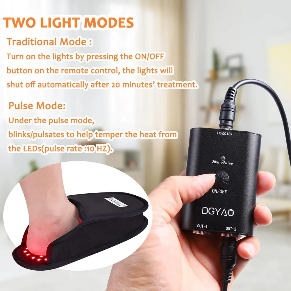 DGXINJUN Red Light Therapy for Foot Infrared Light Therapy Slipper Feet Toes Instep FDA Cleared LED Wearable Body Device with Pulse Mode (2 Pads）