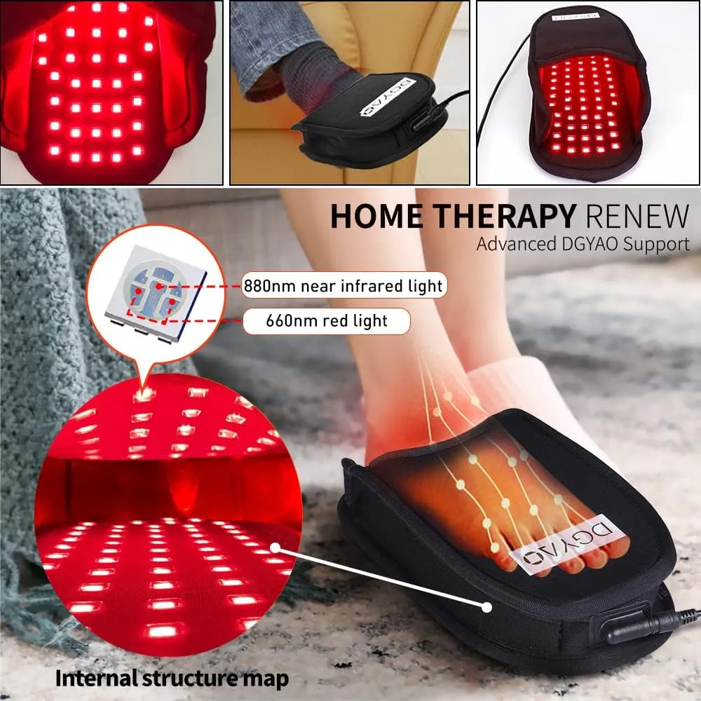 DGXINJUN Red Light Therapy for Foot Infrared Light Therapy Slipper Feet Toes Instep FDA Cleared LED Wearable Body Device with Pulse Mode (2 Pads）