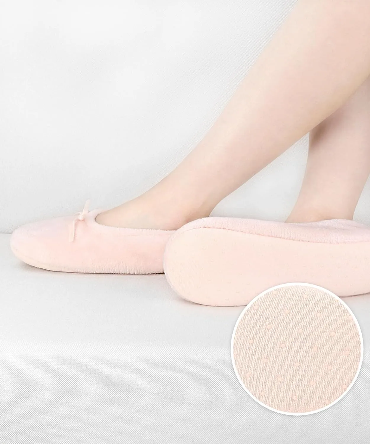 DICUIRD Ballerina House Slippers for Women, Anti-Skid Comfy Warm Ballet Style Slippers