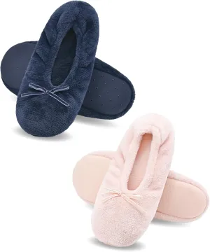 DICUIRD Ballerina House Slippers for Women, Anti-Skid Comfy Warm Ballet Style Slippers