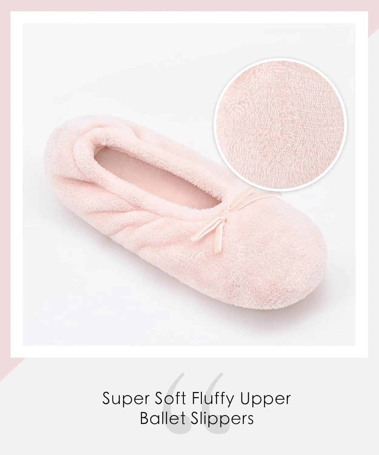 DICUIRD Ballerina House Slippers for Women, Anti-Skid Comfy Warm Ballet Style Slippers