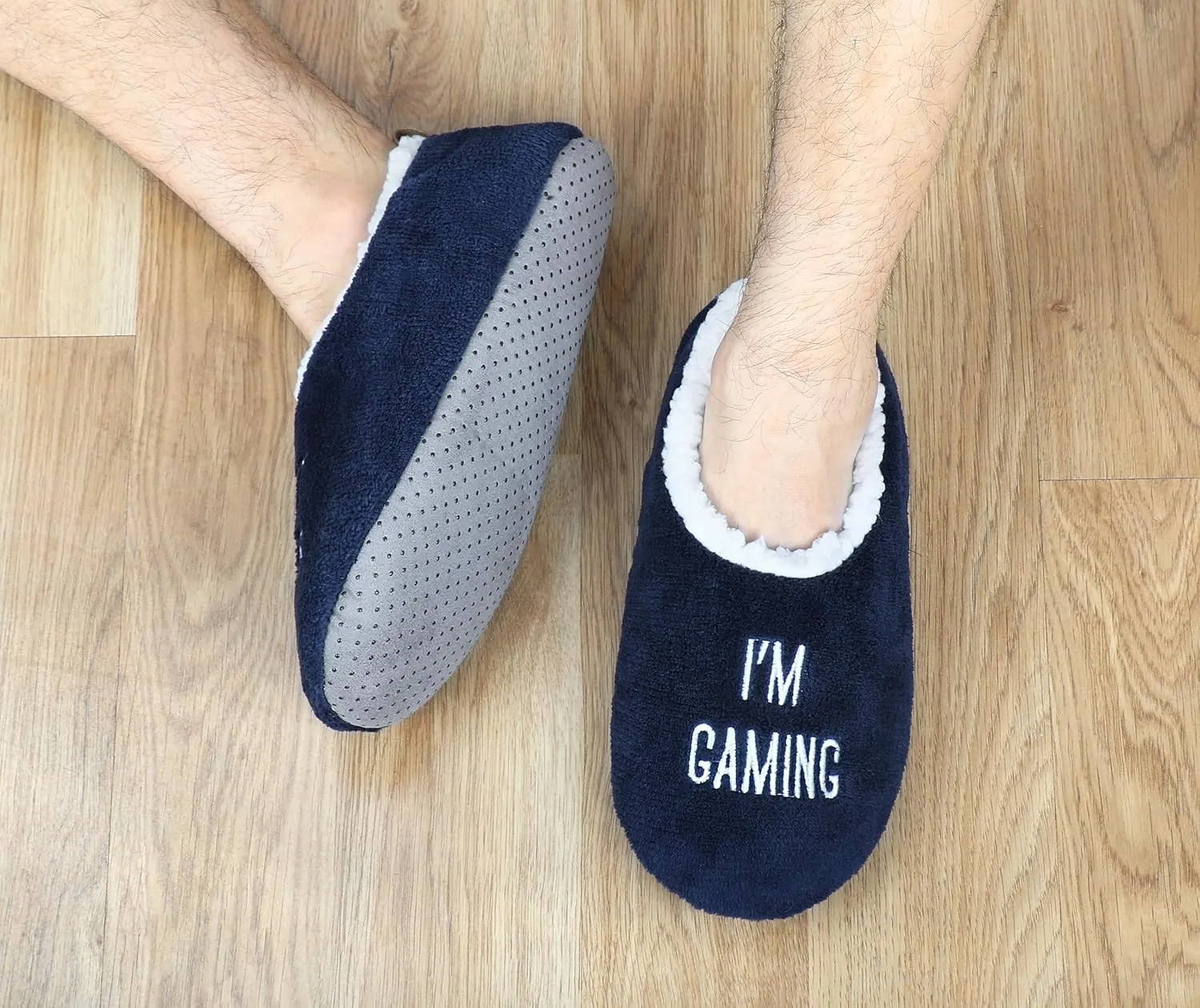 DICUIRD Mens Slipper Socks With Non Skid Bottoms, Warm Slipper Socks With Grippers For Men, Fuzzy House Fabric Slippers