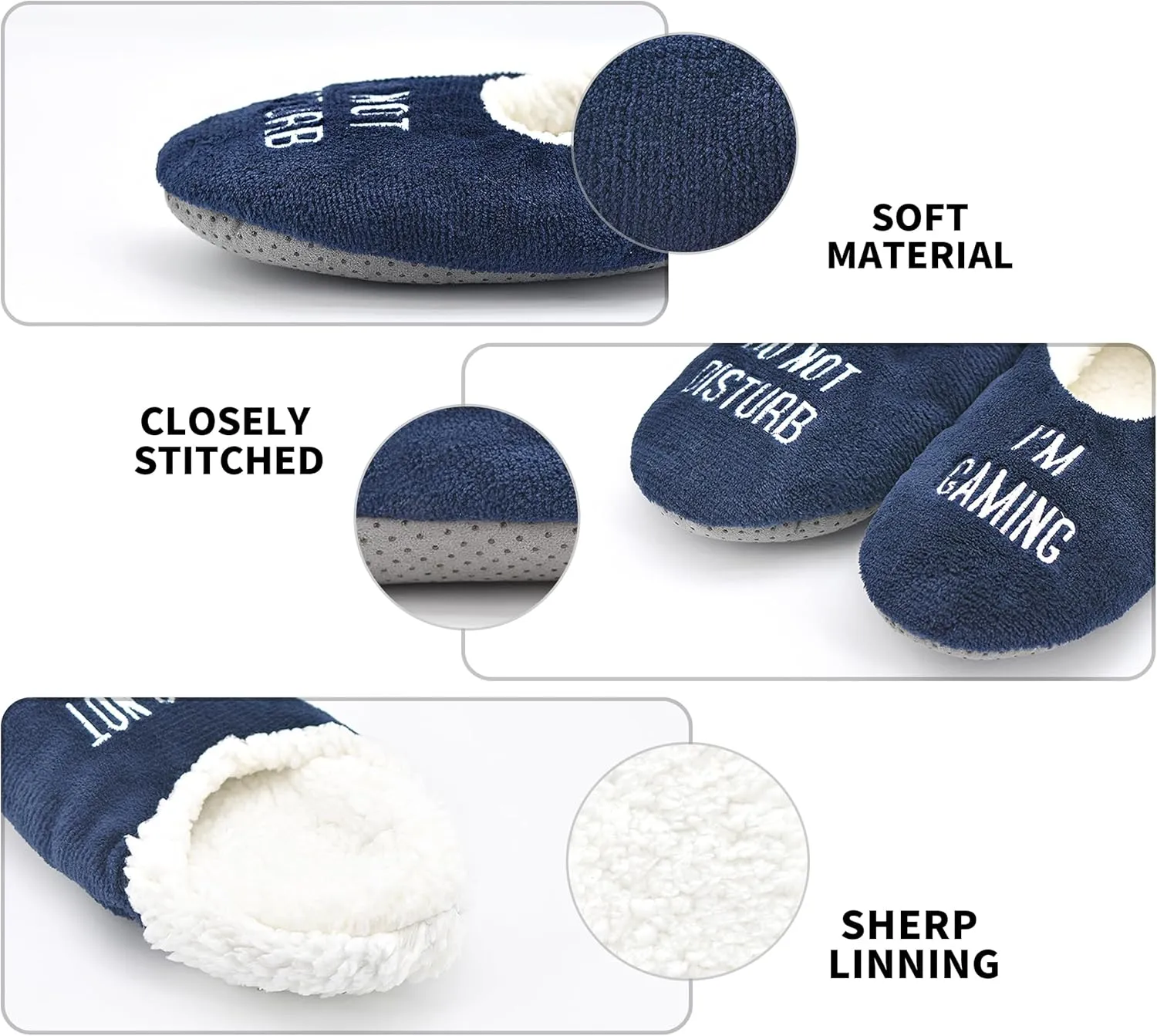 DICUIRD Mens Slipper Socks With Non Skid Bottoms, Warm Slipper Socks With Grippers For Men, Fuzzy House Fabric Slippers