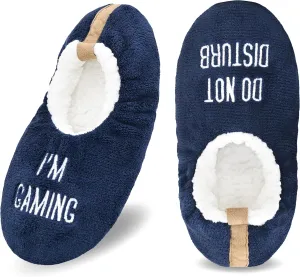 DICUIRD Mens Slipper Socks With Non Skid Bottoms, Warm Slipper Socks With Grippers For Men, Fuzzy House Fabric Slippers