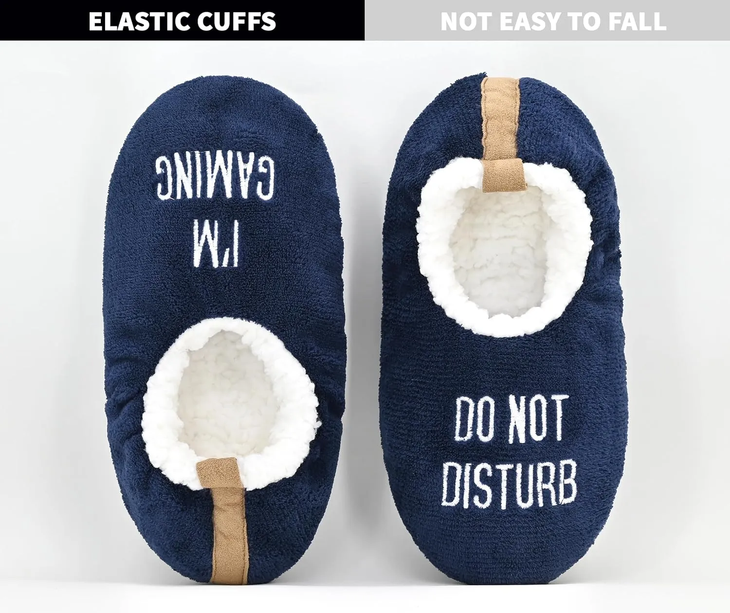 DICUIRD Mens Slipper Socks With Non Skid Bottoms, Warm Slipper Socks With Grippers For Men, Fuzzy House Fabric Slippers