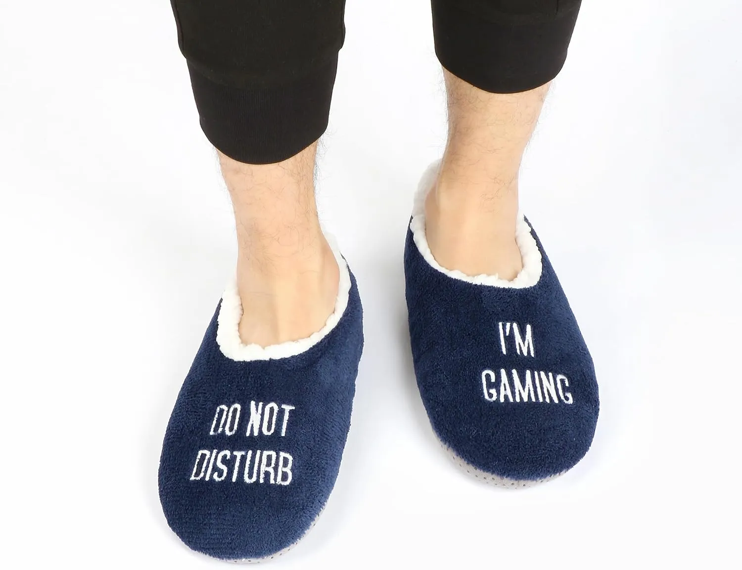 DICUIRD Mens Slipper Socks With Non Skid Bottoms, Warm Slipper Socks With Grippers For Men, Fuzzy House Fabric Slippers